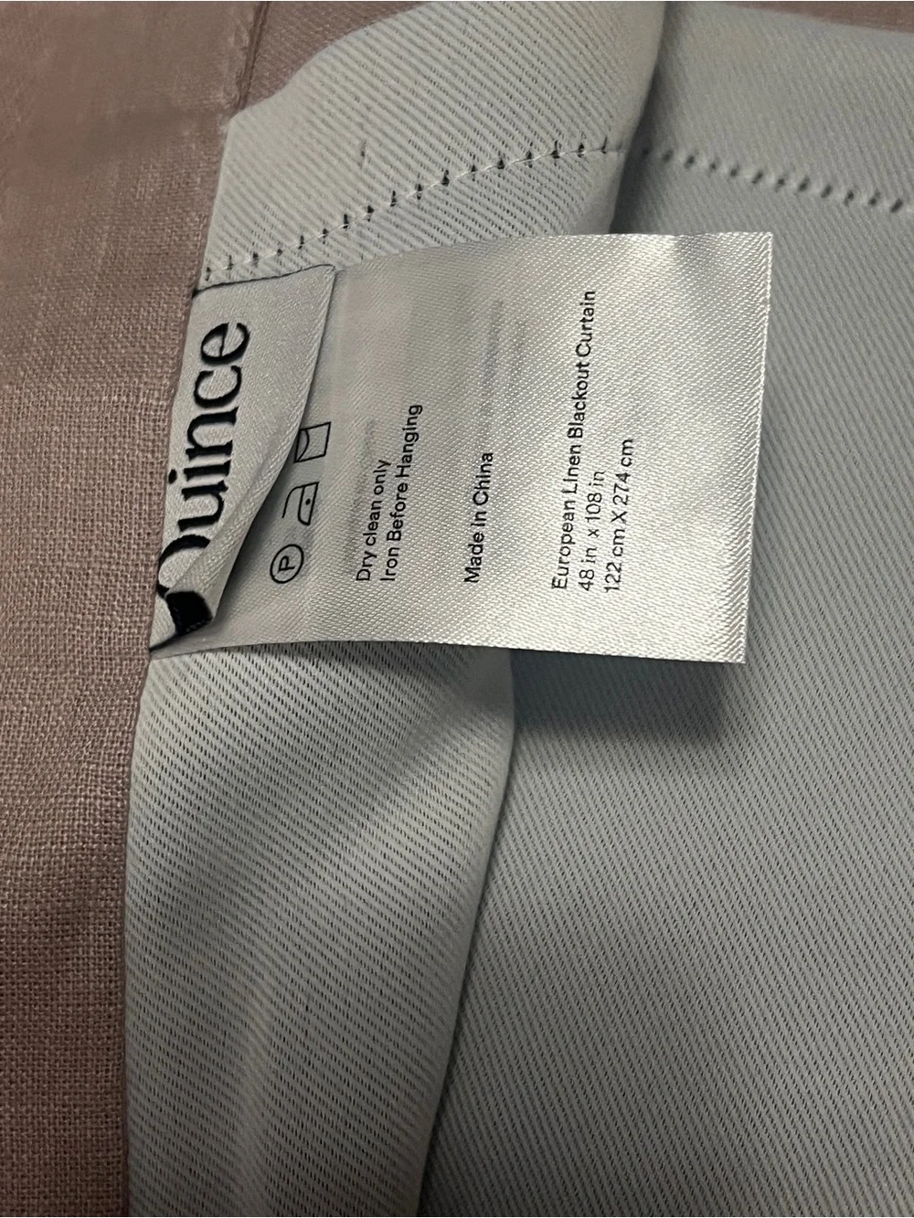 Quince European Linen Blackout Curtain Panel Rose Quartz 48” x 108” NWOT